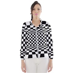 Black And White Chess Checkered Spatial 3d Women s Windbreaker by Sapixe