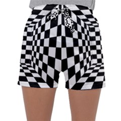 Black And White Chess Checkered Spatial 3d Sleepwear Shorts