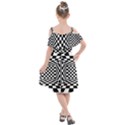 Black And White Chess Checkered Spatial 3d Kids  Cut Out Shoulders Chiffon Dress View2