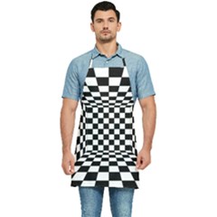 Black And White Chess Checkered Spatial 3d Kitchen Apron