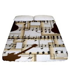 Music Paper Guitars Background Art Fitted Sheet (queen Size) by Sapixe