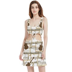 Music Paper Guitars Background Art Velvet Cutout Dress