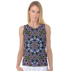 Tropical Blooming Forest With Decorative Flowers Mandala Women s Basketball Tank Top by pepitasart