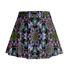 Tropical Blooming Forest With Decorative Flowers Mandala Mini Flare Skirt by pepitasart