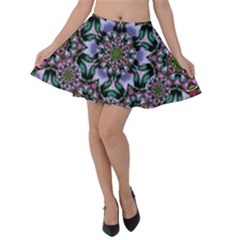 Tropical Blooming Forest With Decorative Flowers Mandala Velvet Skater Skirt by pepitasart