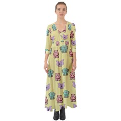 Animals Button Up Boho Maxi Dress