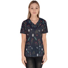 Background-flower Women s V-neck Scrub Top by nateshop