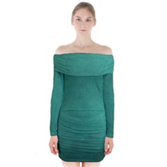 Background-green Long Sleeve Off Shoulder Dress