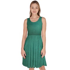 Background-green Knee Length Skater Dress With Pockets by nateshop