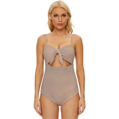 Background-mocca Knot Front One-piece Swimsuit by nateshop