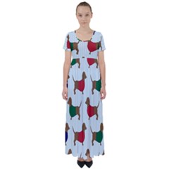 Dachshund High Waist Short Sleeve Maxi Dress by nateshop