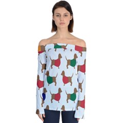 Dachshund Off Shoulder Long Sleeve Top by nateshop