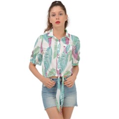 Feathers Tie Front Shirt  by nateshop