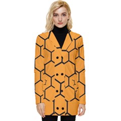 Honeycomb Button Up Hooded Coat 