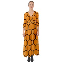 Honeycomb Button Up Boho Maxi Dress