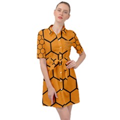 Honeycomb Belted Shirt Dress by nateshop