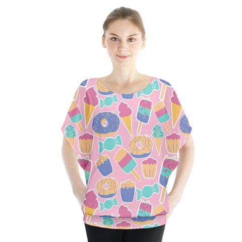 Ice-cream Batwing Chiffon Blouse by nateshop