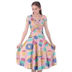 Ice-cream Cap Sleeve Wrap Front Dress by nateshop