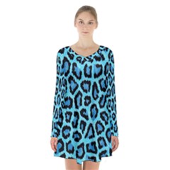 Paper-blue-tiger Long Sleeve Velvet V-neck Dress