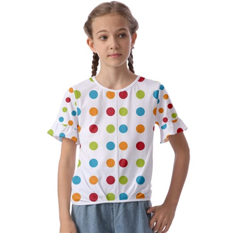 Polka-dots Kids  Cuff Sleeve Scrunch Bottom Tee by nateshop