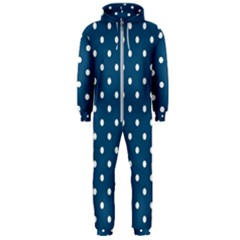 Polka-dots-blue White Hooded Jumpsuit (men) by nateshop