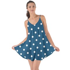 Polka-dots-blue White Love The Sun Cover Up by nateshop