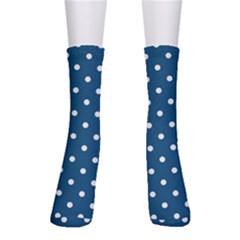 Polka-dots-blue White Crew Socks