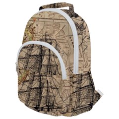 Ship Map Navigation Vintage Rounded Multi Pocket Backpack