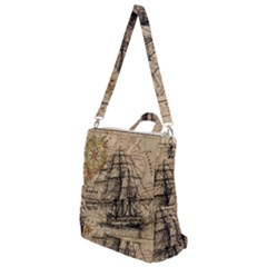 Ship Map Navigation Vintage Crossbody Backpack