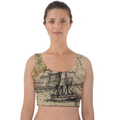 Ship Map Navigation Vintage Velvet Crop Top by Sapixe