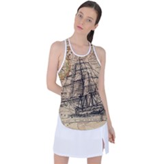 Ship Map Navigation Vintage Racer Back Mesh Tank Top