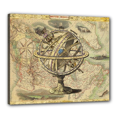 Map Compass Nautical Vintage Canvas 24  X 20  (stretched) by Sapixe