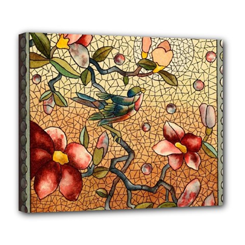 Flower Cubism Mosaic Vintage Deluxe Canvas 24  X 20  (stretched)