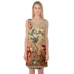 Flower Cubism Mosaic Vintage Sleeveless Satin Nightdress