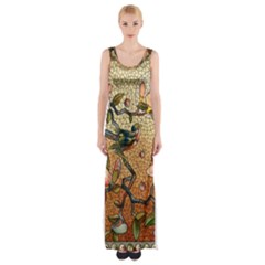 Flower Cubism Mosaic Vintage Thigh Split Maxi Dress