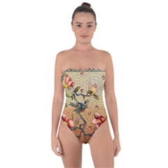 Flower Cubism Mosaic Vintage Tie Back One Piece Swimsuit by Sapixe