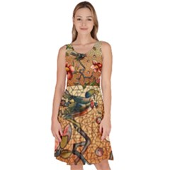 Flower Cubism Mosaic Vintage Knee Length Skater Dress With Pockets by Sapixe