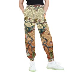 Flower Cubism Mosaic Vintage Kids  Elastic Waist Pants by Sapixe