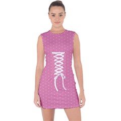 Seamless-pink Lace Up Front Bodycon Dress by nateshop