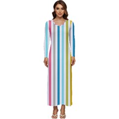 Stripes Long Sleeve Velour Longline Maxi Dress by nateshop