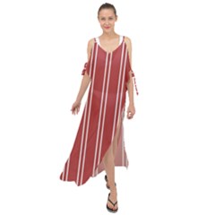 Stripes-red Maxi Chiffon Cover Up Dress