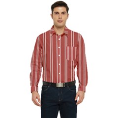 Stripes-red Men s Long Sleeve Pocket Shirt  by nateshop