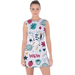 Wallpaper-love-eye Lace Up Front Bodycon Dress by nateshop