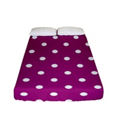 Polka-dots-purple White Fitted Sheet (full/ Double Size) by nateshop