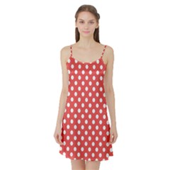 Polka-dots-red White,polkadot Satin Night Slip by nateshop