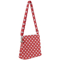 Polka-dots-red White,polkadot Zipper Messenger Bag by nateshop