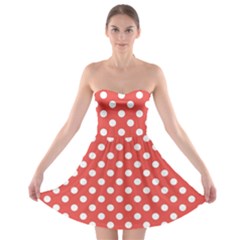 Polka-dots-red White,polkadot Strapless Bra Top Dress