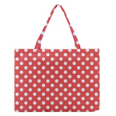 Polka-dots-red White,polkadot Zipper Medium Tote Bag by nateshop