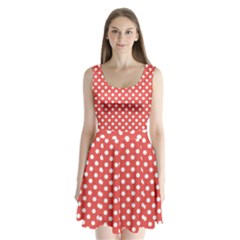 Polka-dots-red White,polkadot Split Back Mini Dress 