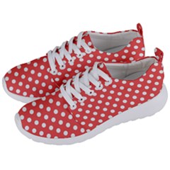 Polka-dots-red White,polkadot Men s Lightweight Sports Shoes by nateshop